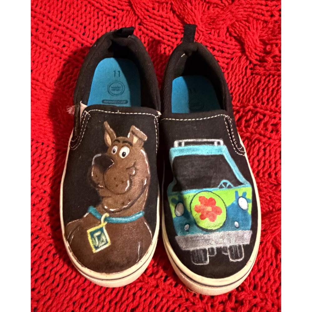Wonder Nation Scooby-Doo Custom Hand Painted Mystery Machine Slip On Shoes 11